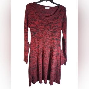 Bobbie Brooks Elegant Red and Black Knit Dress Size M Business Holiday Party